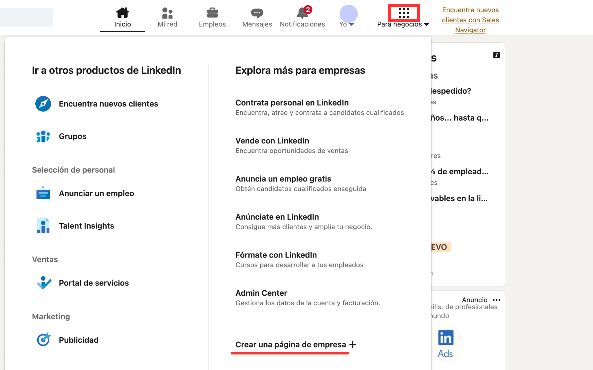 criar página de empresas no LinkedIn